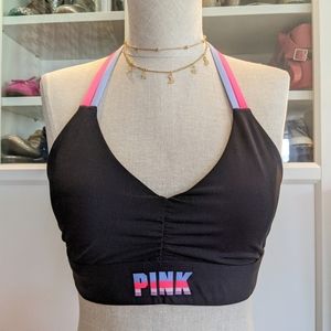 PINK Ultimate Neon halter sports bra swimsuit top